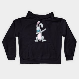 Dabbing Bunny with face mask happy easter 2021 Kids Hoodie